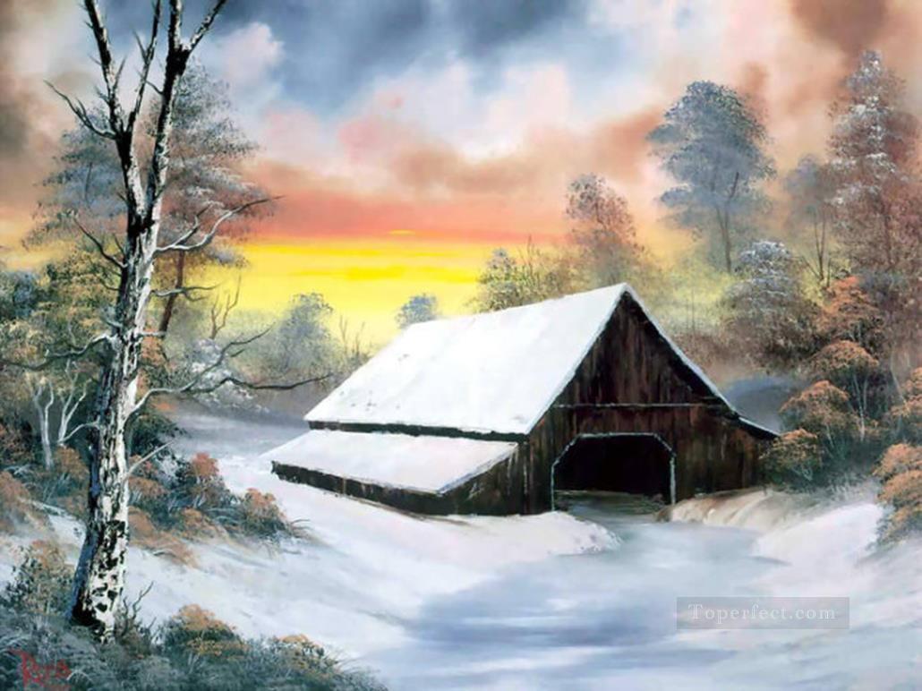cabaña en invierno BR Paisaje Pintura al óleo